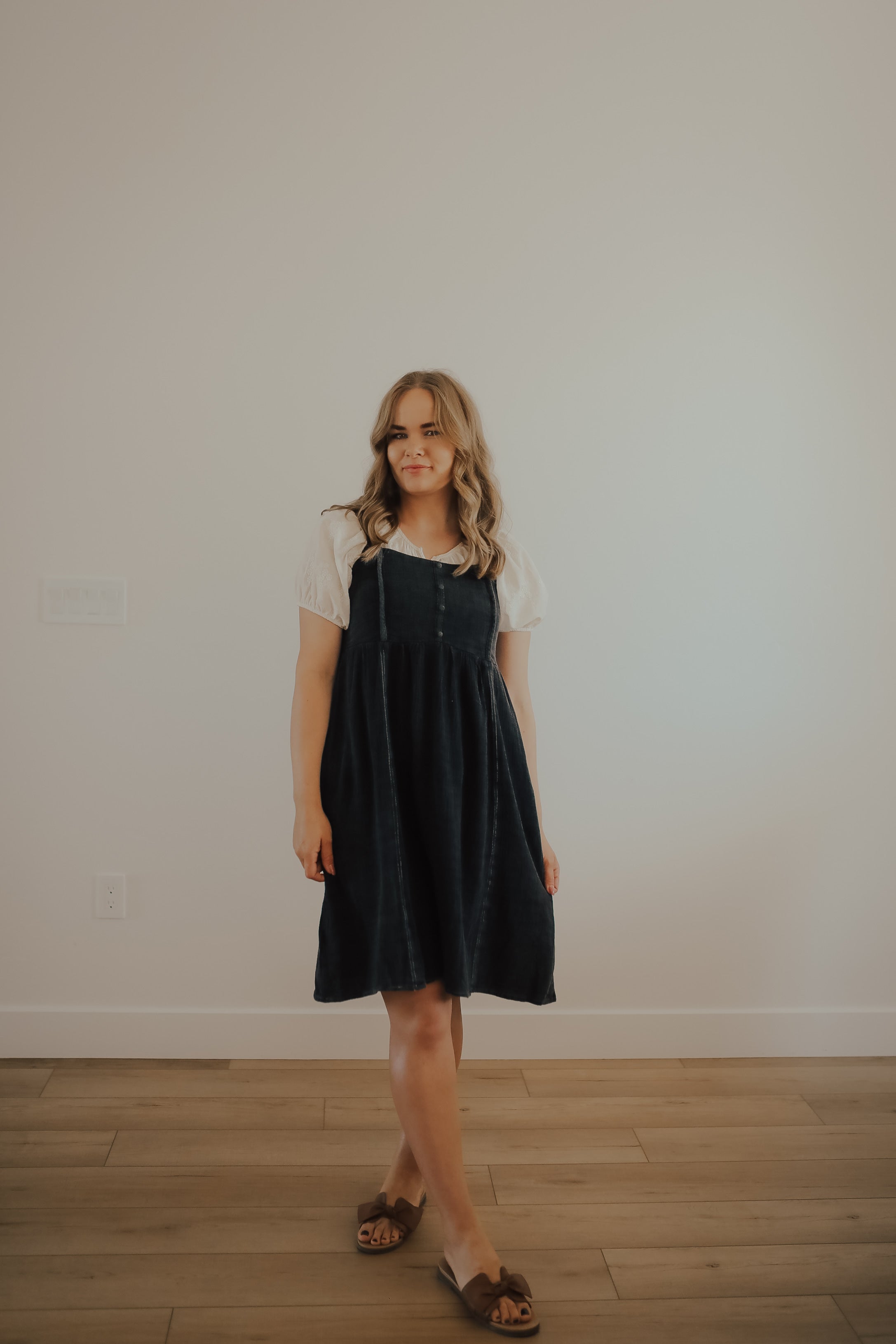WASH DOUBLE GAUZE OVERALLL DRESS