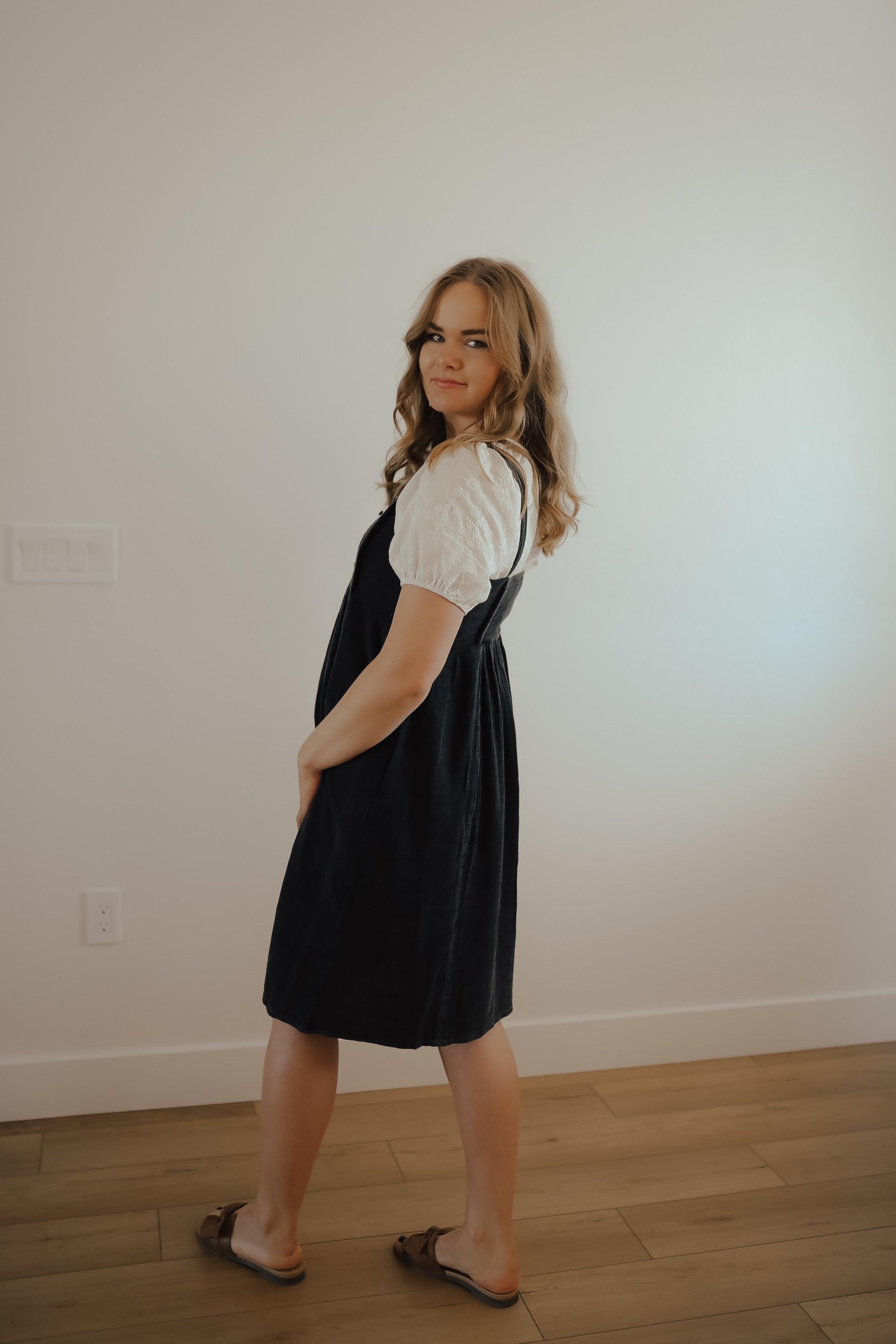WASH DOUBLE GAUZE OVERALLL DRESS