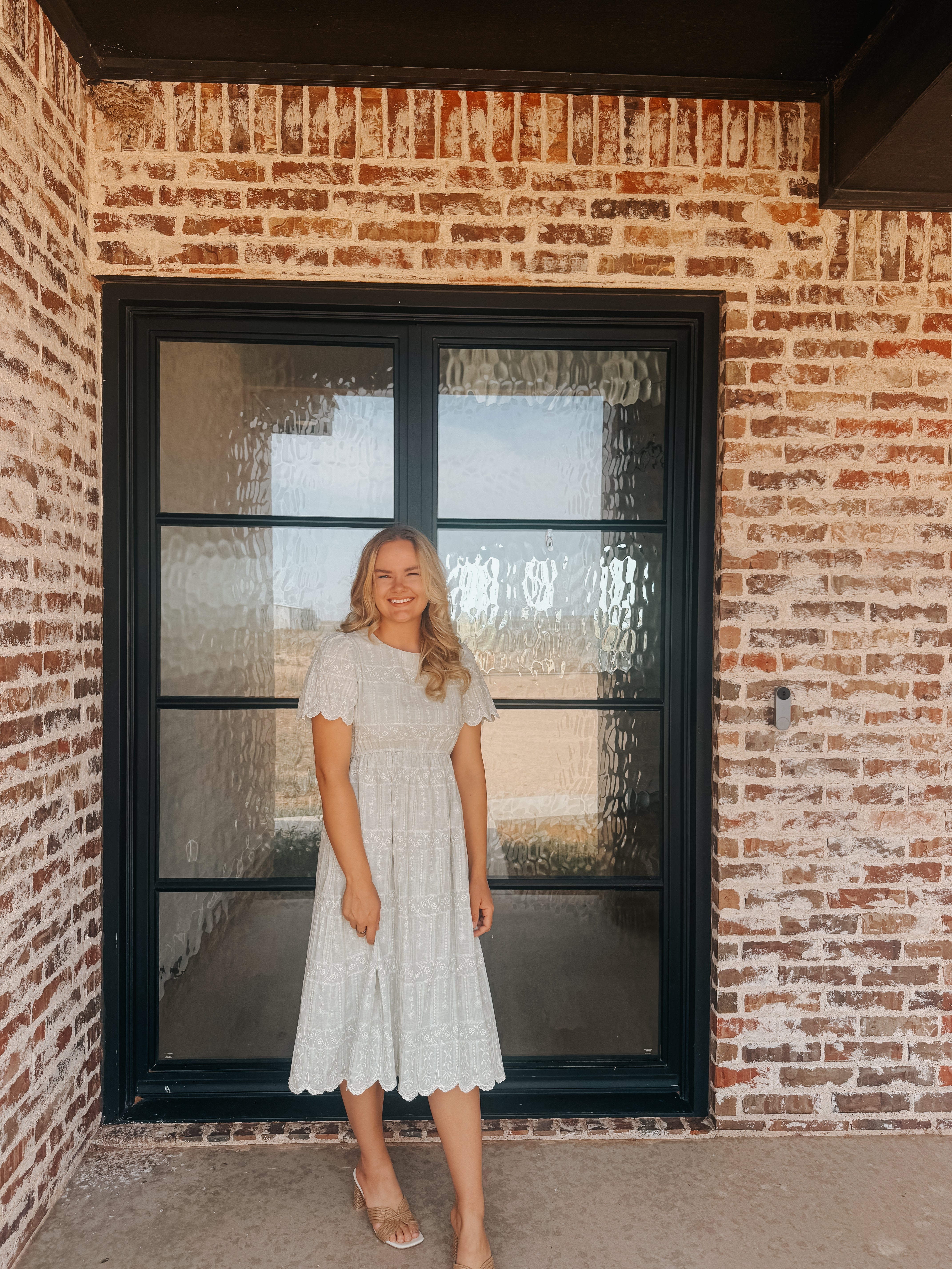 EMBROIDERED SAGE MIDI DRESS