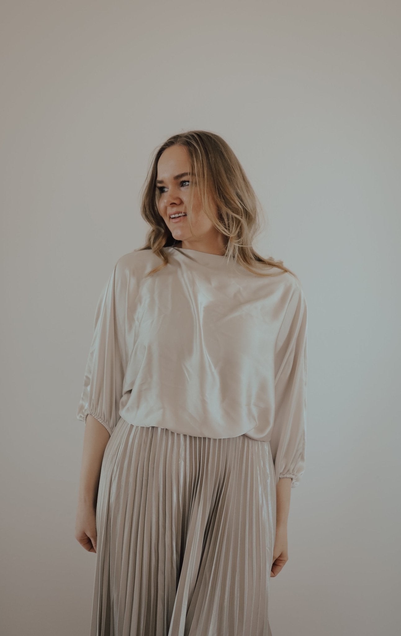 Satin blouse ( champagne ) - Duviboutique women's blouse - satin top