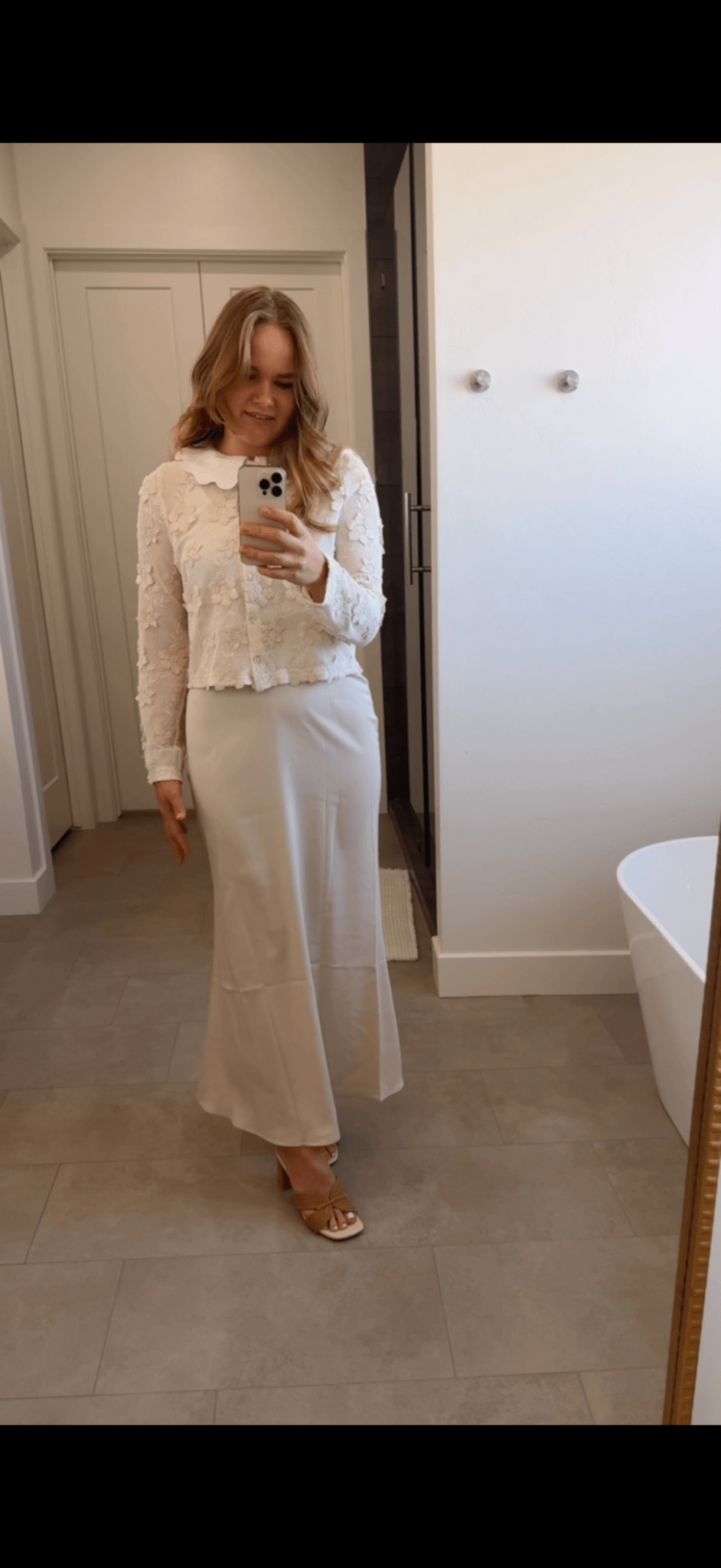 Beige Satin Maxi Skirt - skirt - Duviboutique