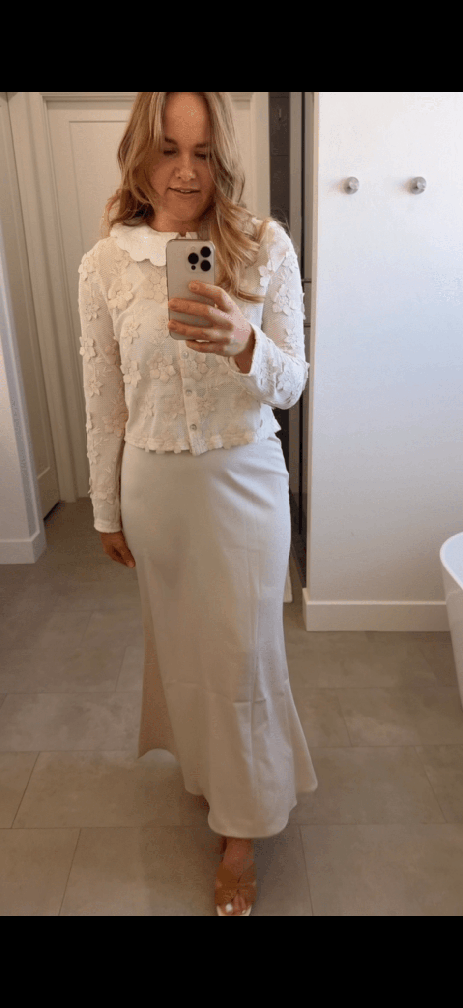 Beige Satin Maxi Skirt - skirt - Duviboutique