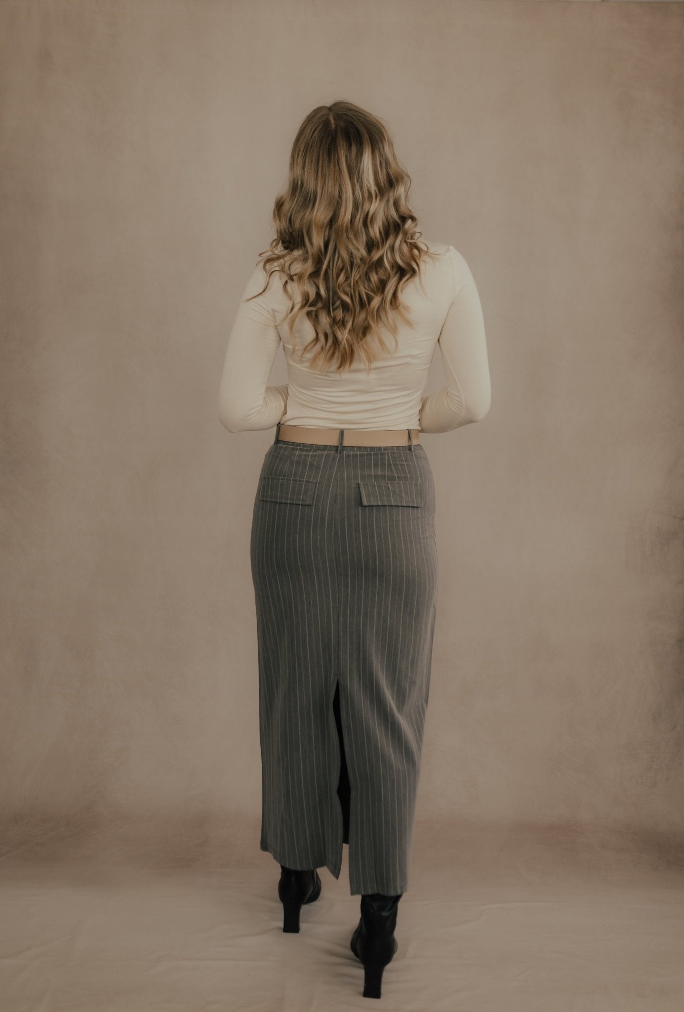 CHARCOAL/WHITE MAXI SKIRT - skirt - Duviboutique