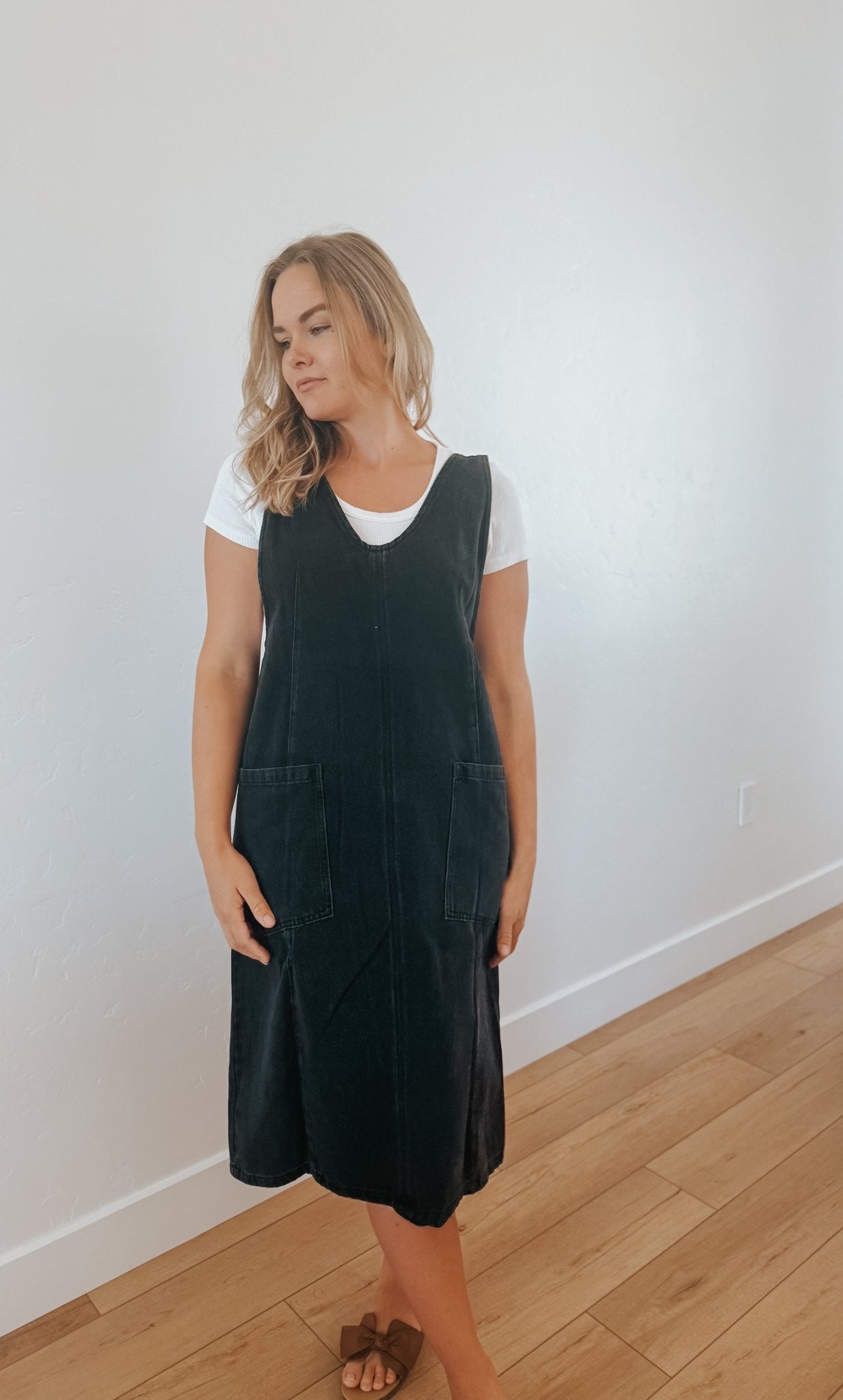Denim Overall Dress Black - Dresses - Duviboutique
