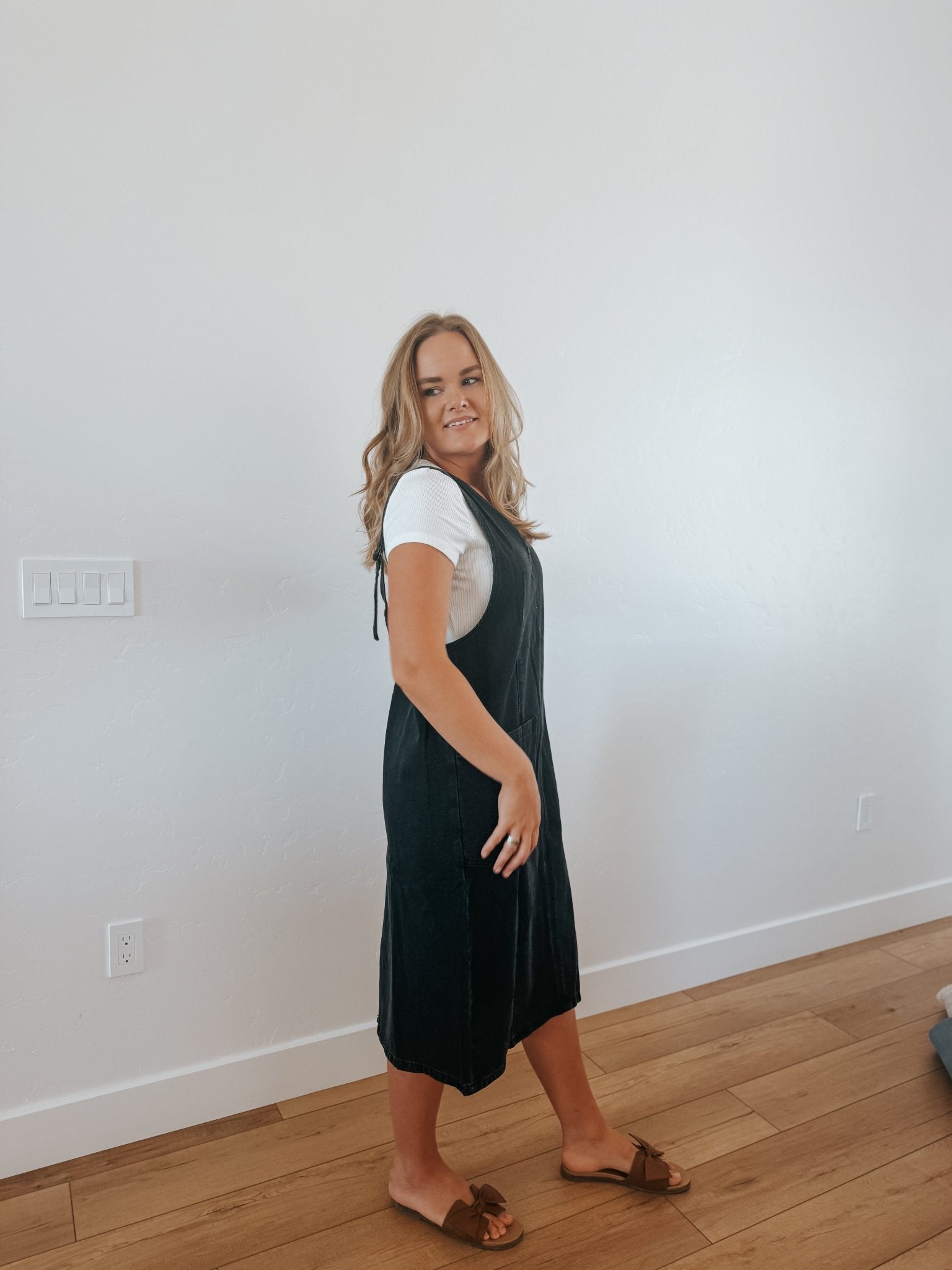 Denim Overall Dress Black - Dresses - Duviboutique