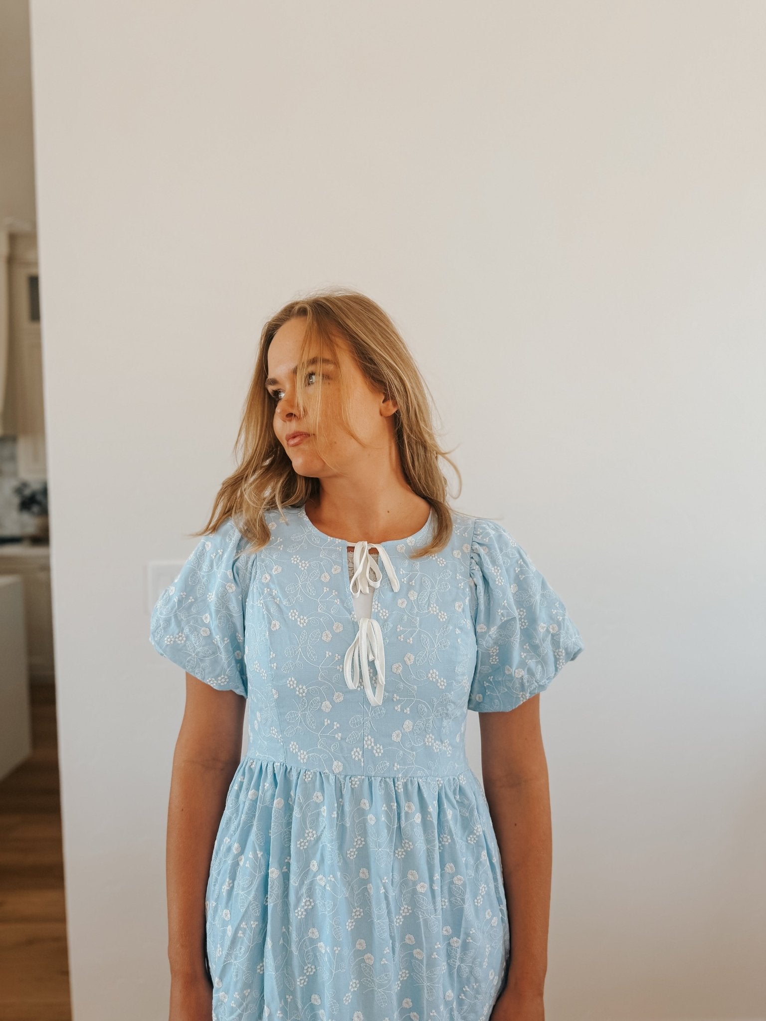 Embroidered Blue Maxi Dress - Duviboutique