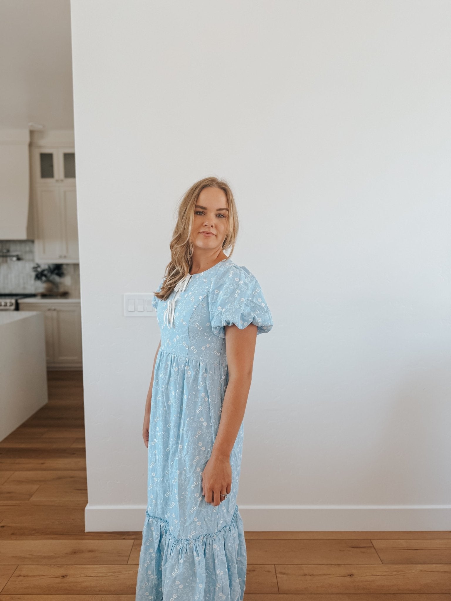 Embroidered Blue Maxi Dress - Duviboutique