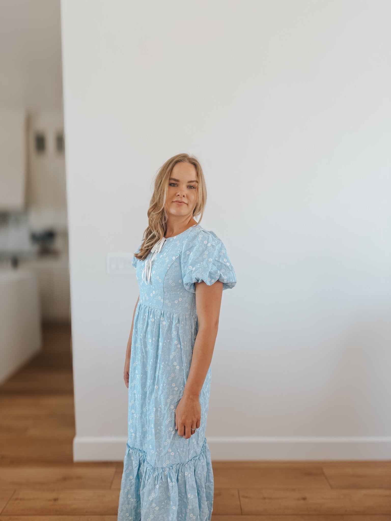 Embroidered Blue Maxi Dress - Duviboutique