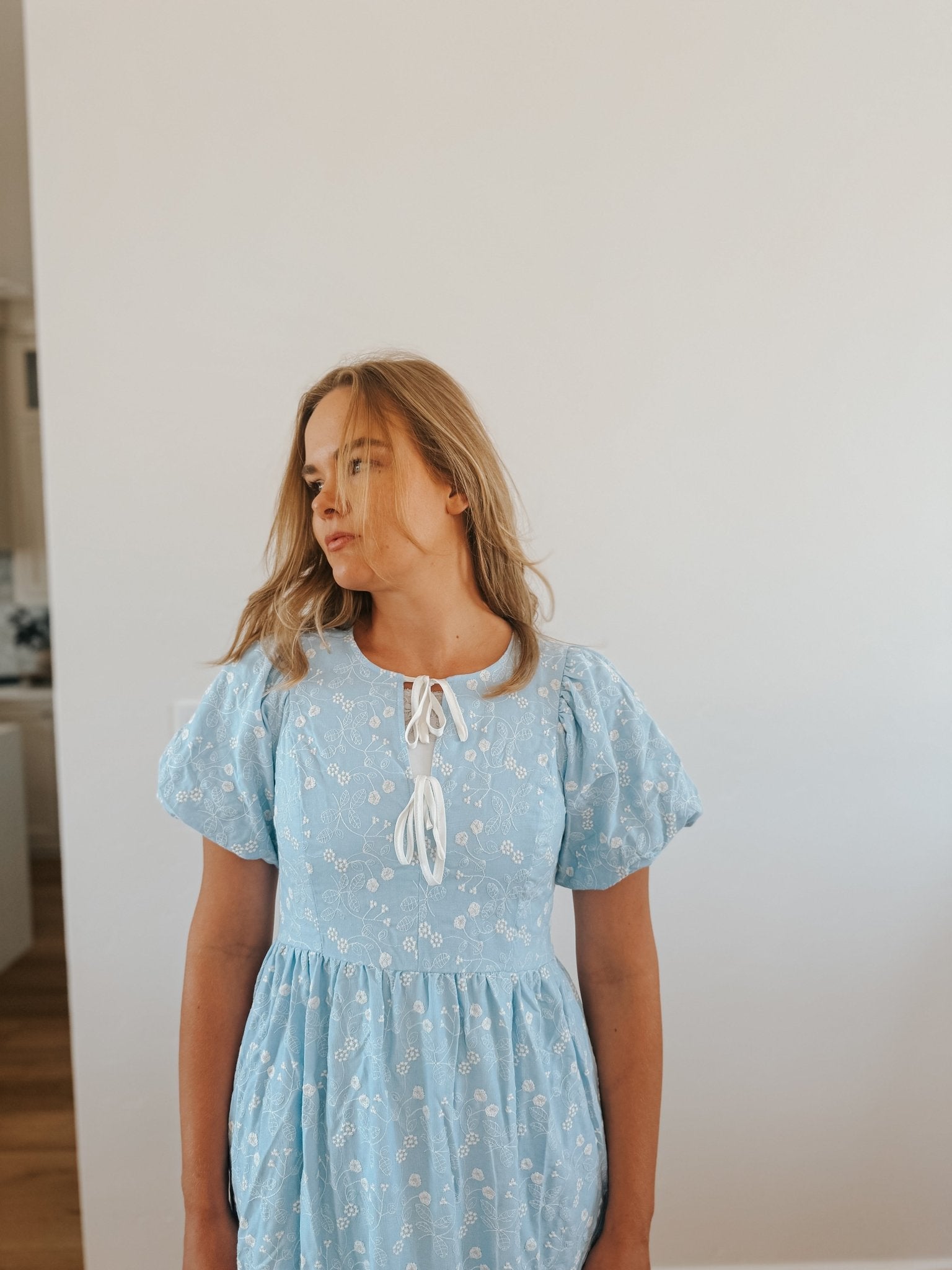 Embroidered Blue Maxi Dress - Duviboutique