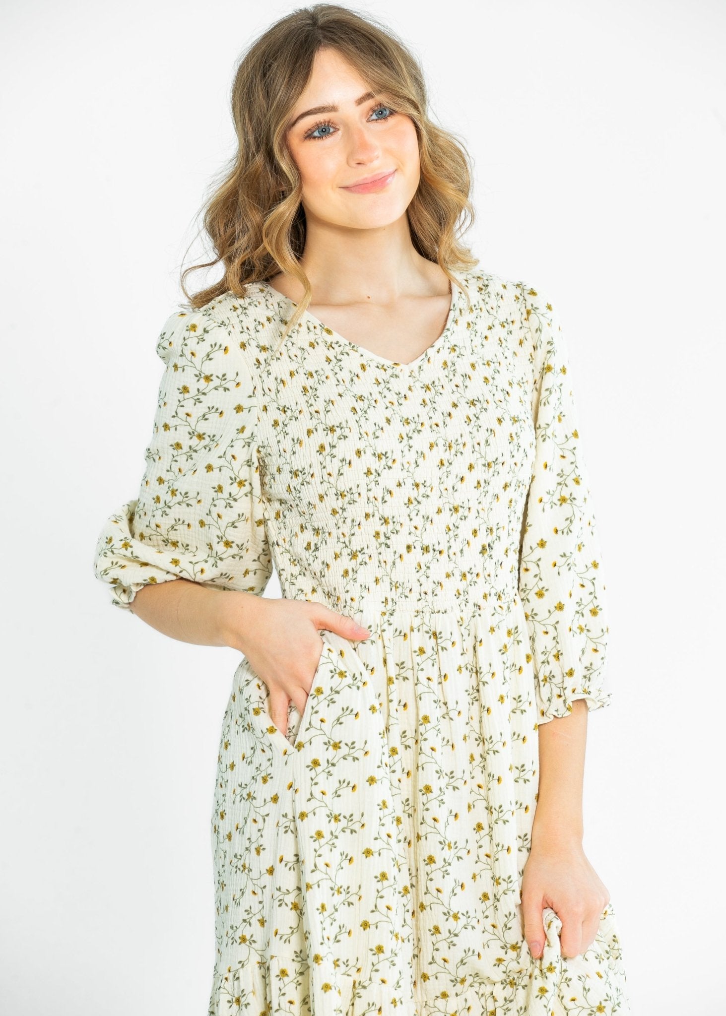 Flora Smocked Midi Dress - IC Dresses - Duviboutique