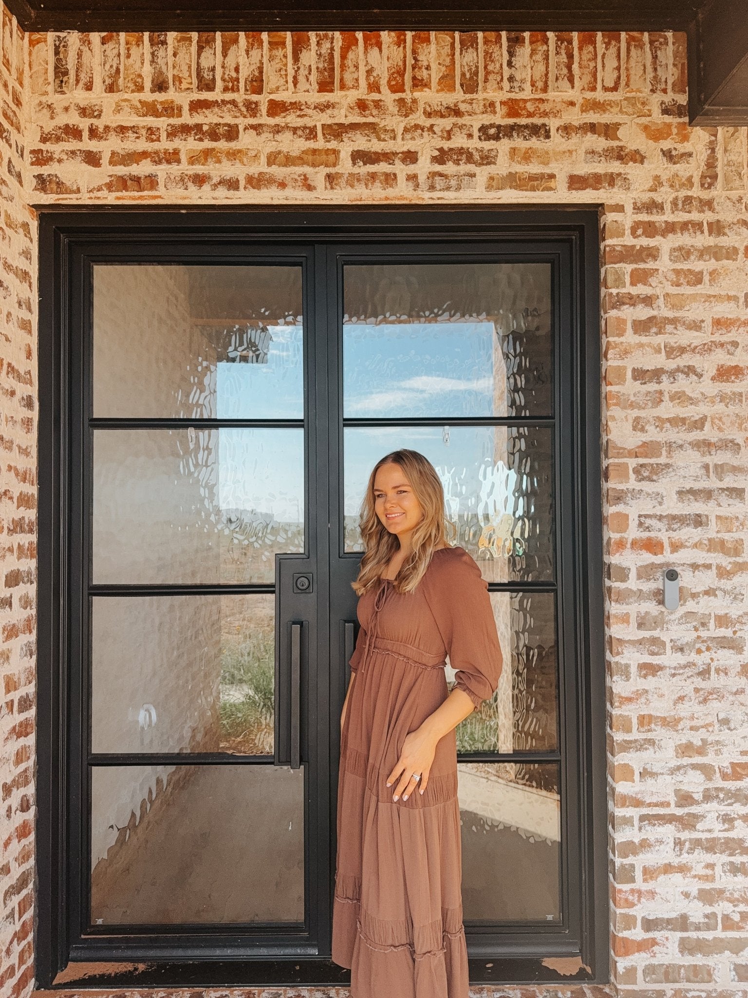 Gathered Square Neck Maxi Dress MOCHA - Duviboutique