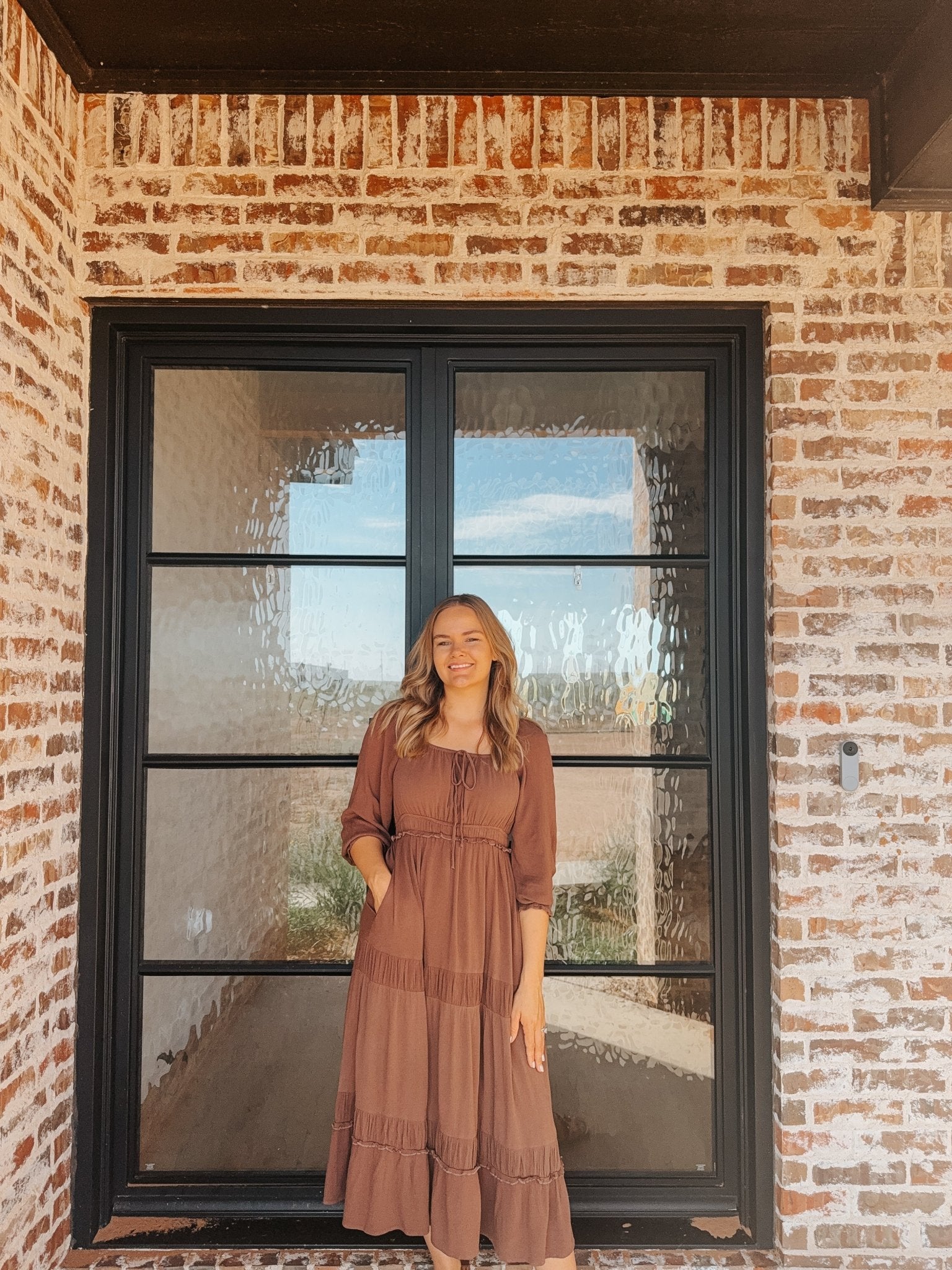 Gathered Square Neck Maxi Dress MOCHA - Duviboutique