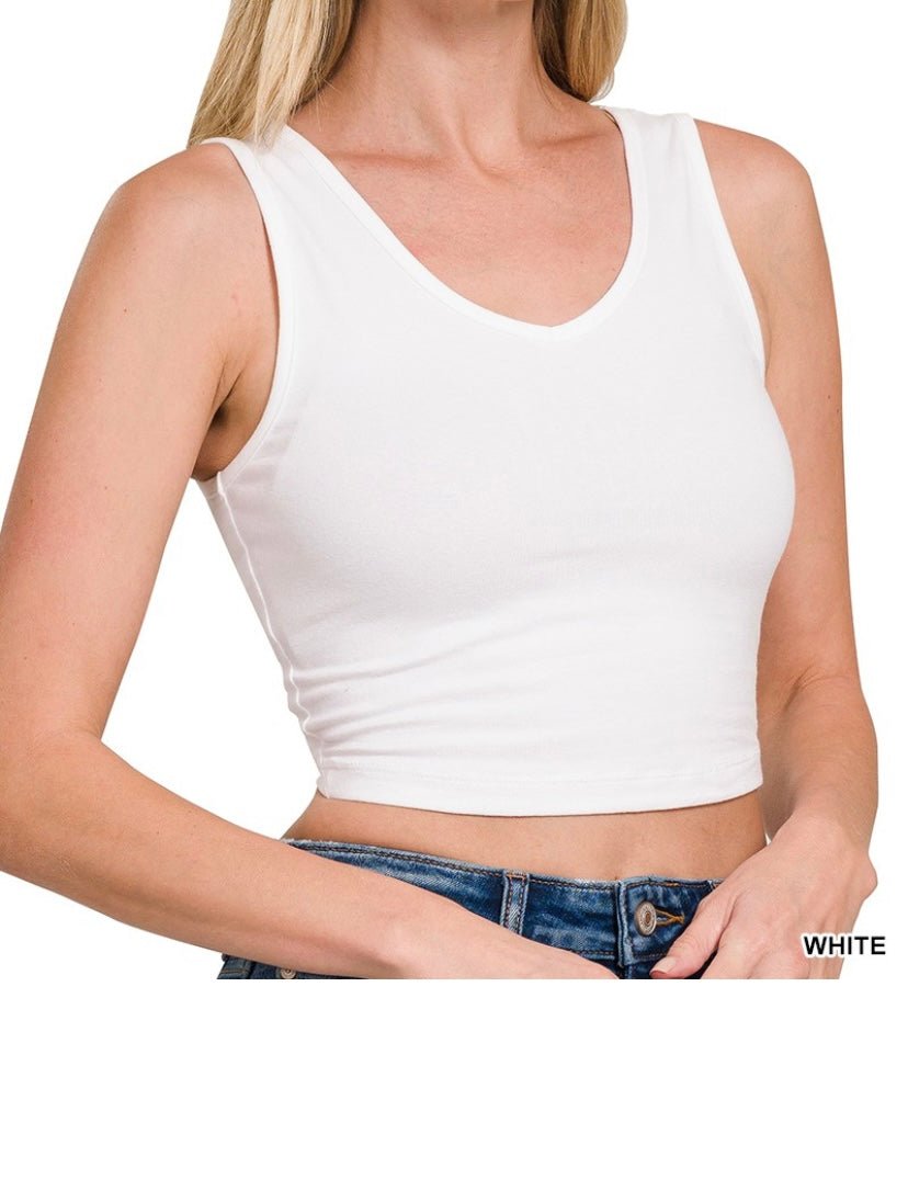 V - Neck Cami ( white ) - Duviboutique