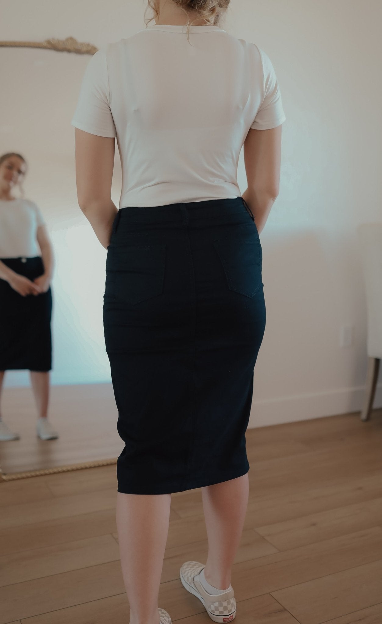 Black Stretch Denim Skirt - Duviboutique