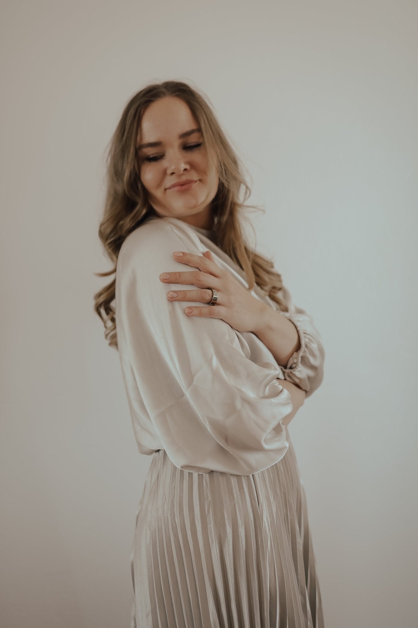 Satin blouse ( champagne ) - Duviboutique