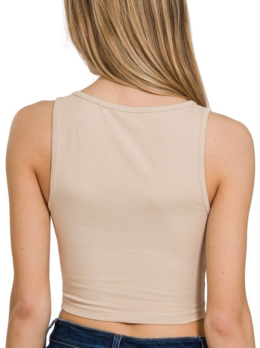 V - Neck Cami ( sand beige ) - Duviboutique