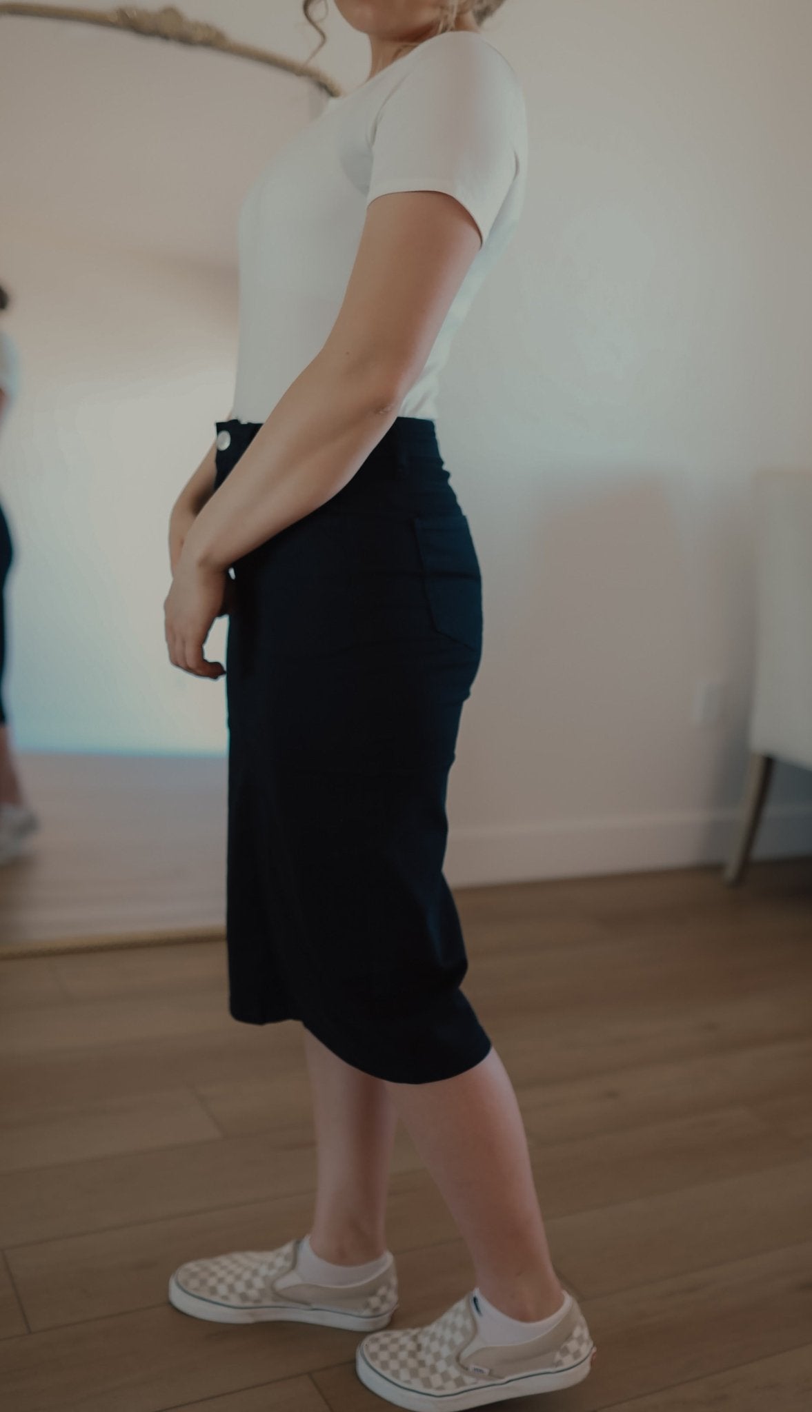 Black Stretch Denim Skirt - Duviboutique