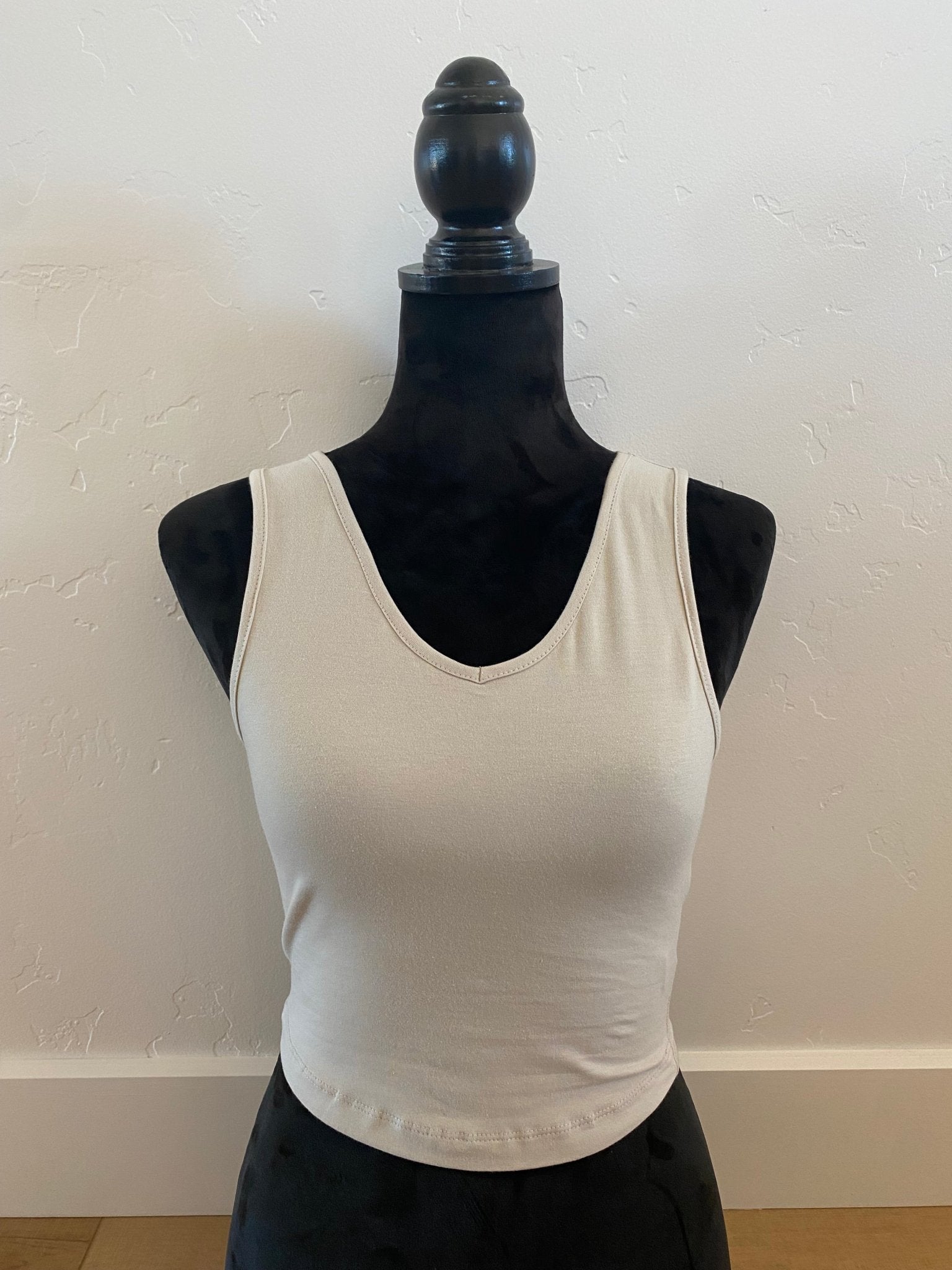 V - Neck Cami ( sand beige ) - Duviboutique