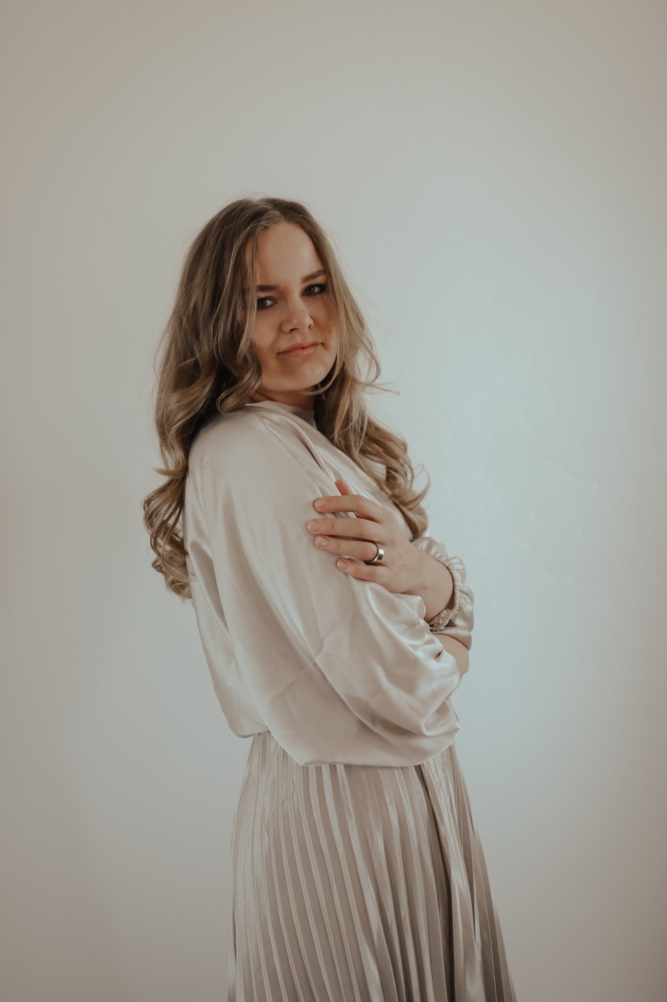 Satin blouse ( champagne ) - Duviboutique