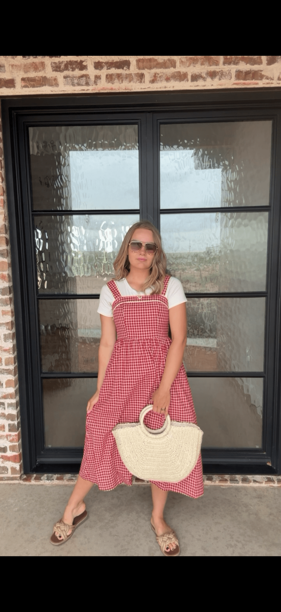 Red checkered midi dress - Duviboutique