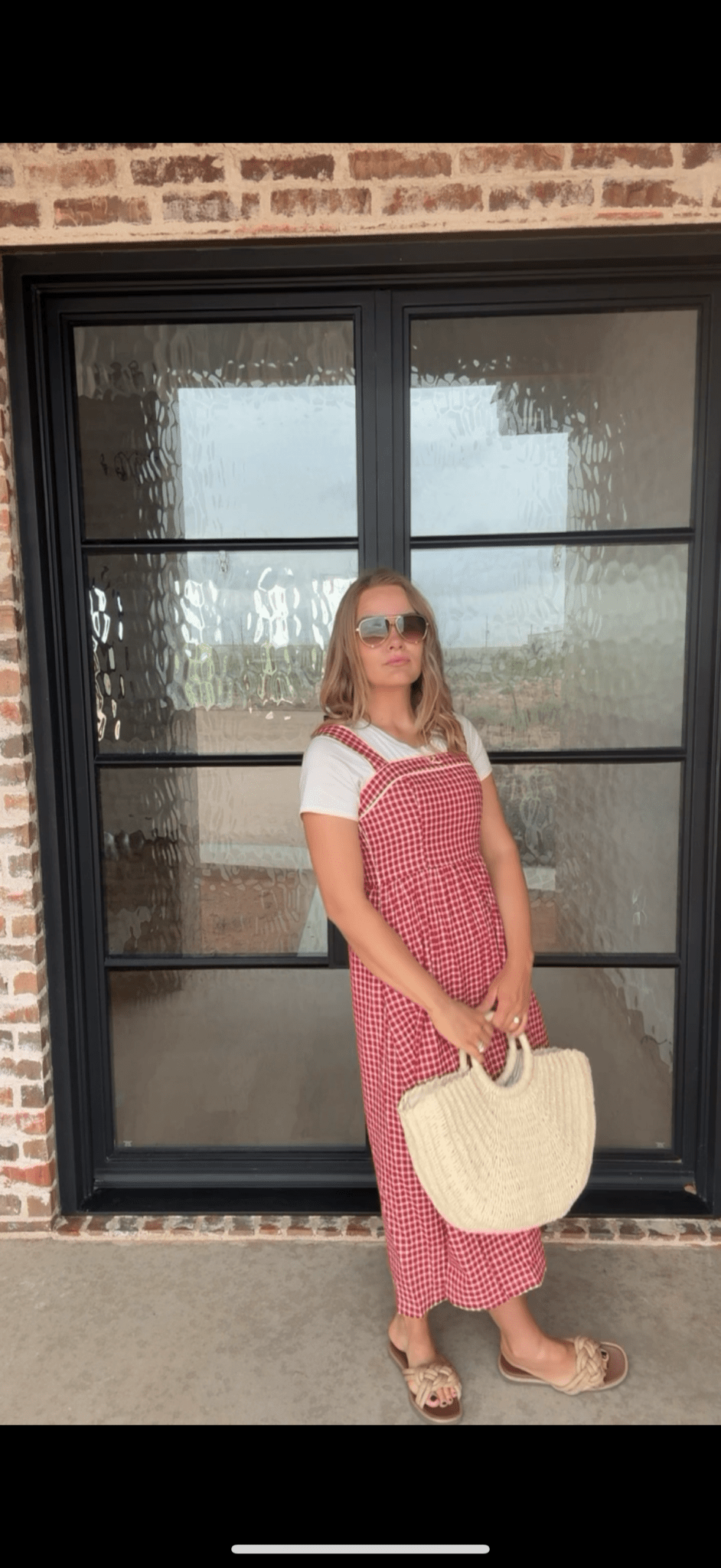 Red checkered midi dress - Duviboutique