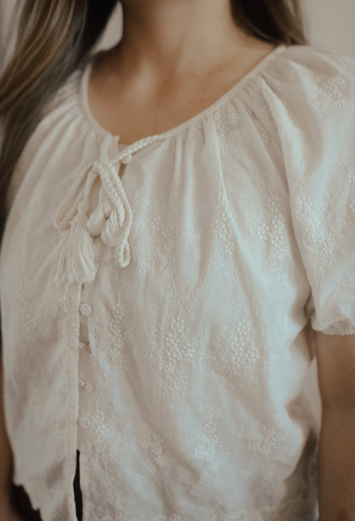 100% COTTON SCALLOPED TOP - Duviboutique