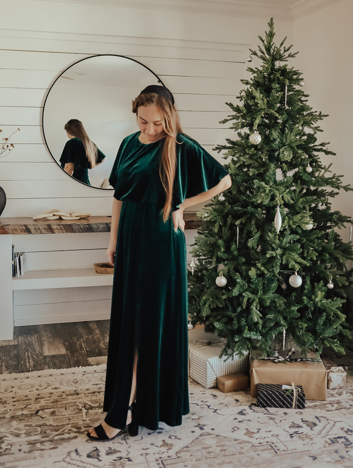 Forest Green Velvet Maxi Dress