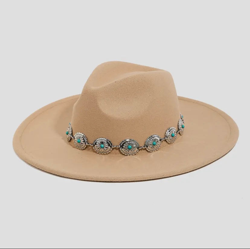 Western Concho Chain Fedora Hat