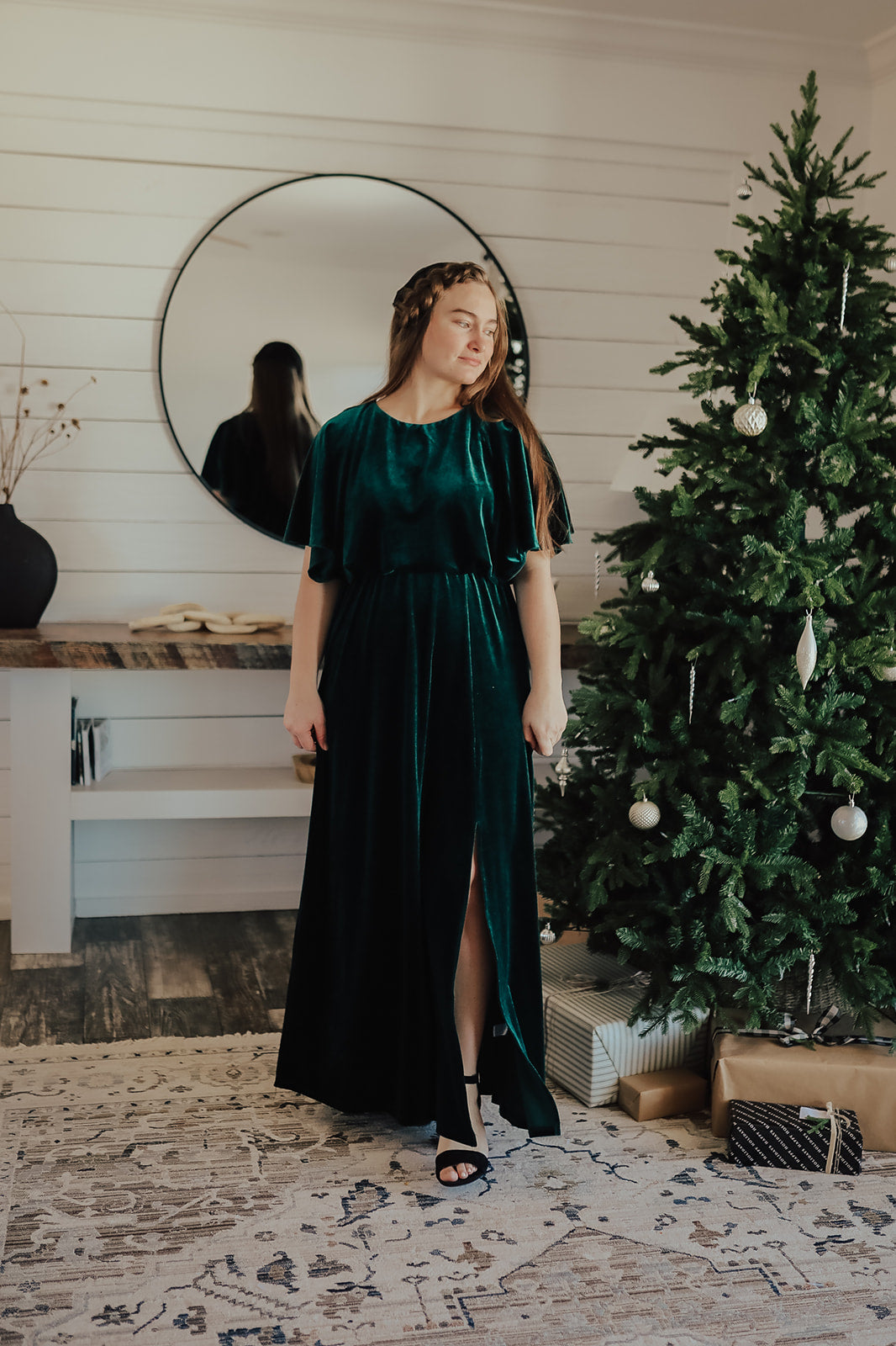 Forest Green Velvet Maxi Dress