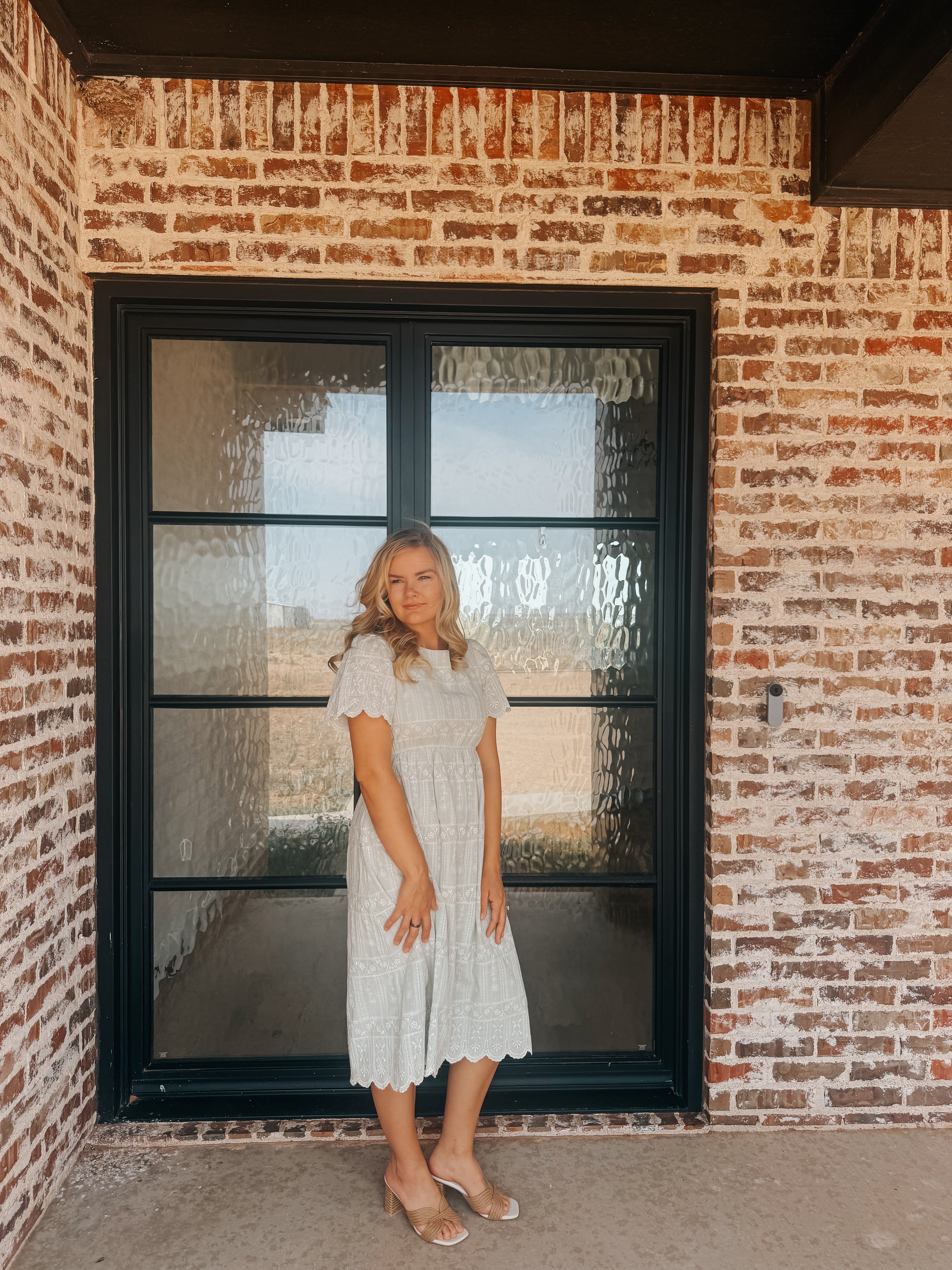 EMBROIDERED SAGE MIDI DRESS
