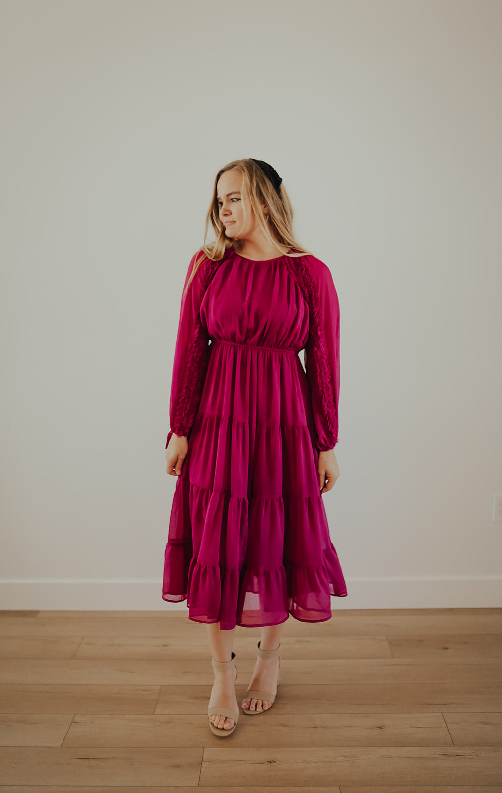 Magenta Midi Dress