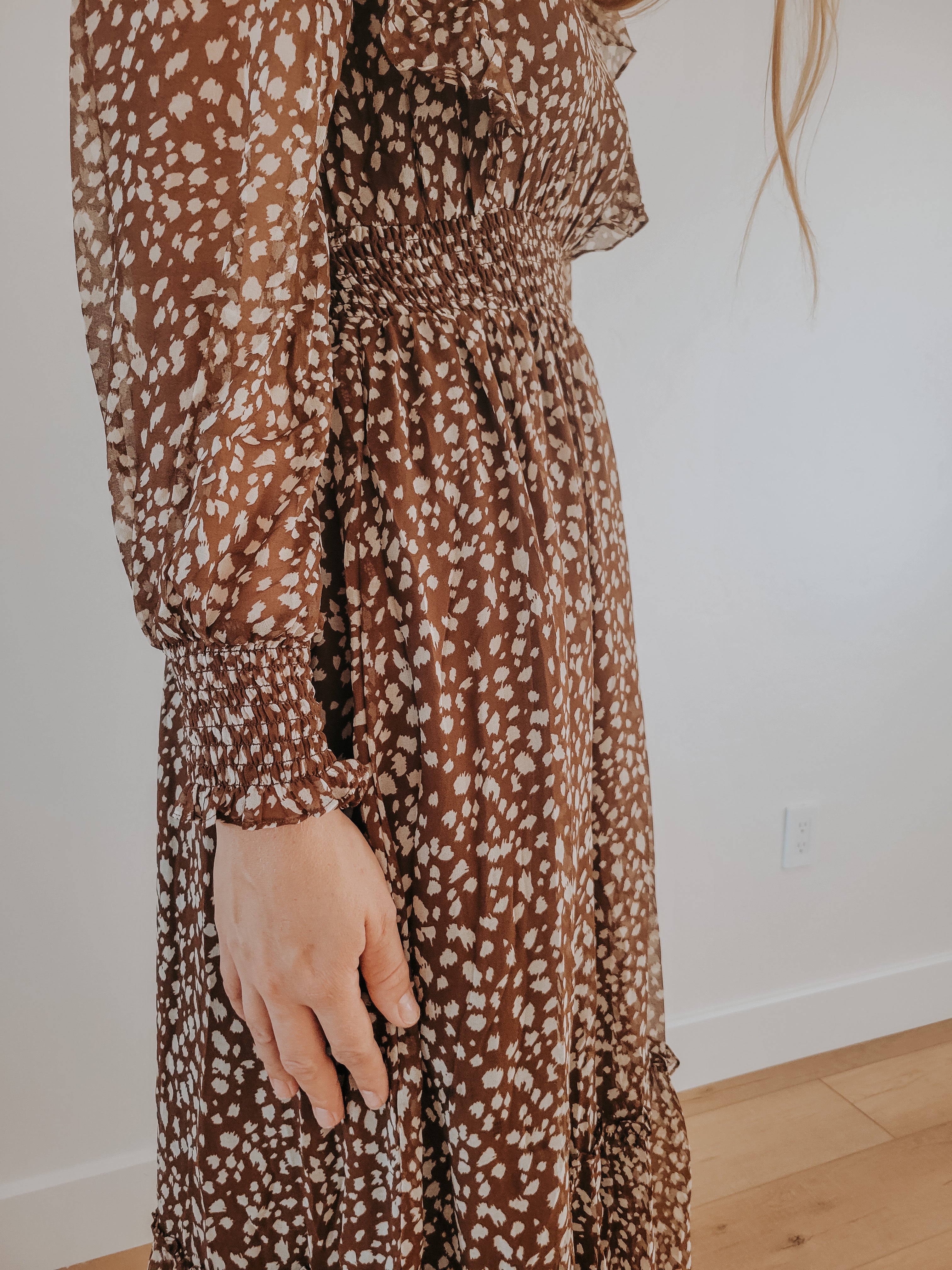 Long Sleeve Leppard Print Dress