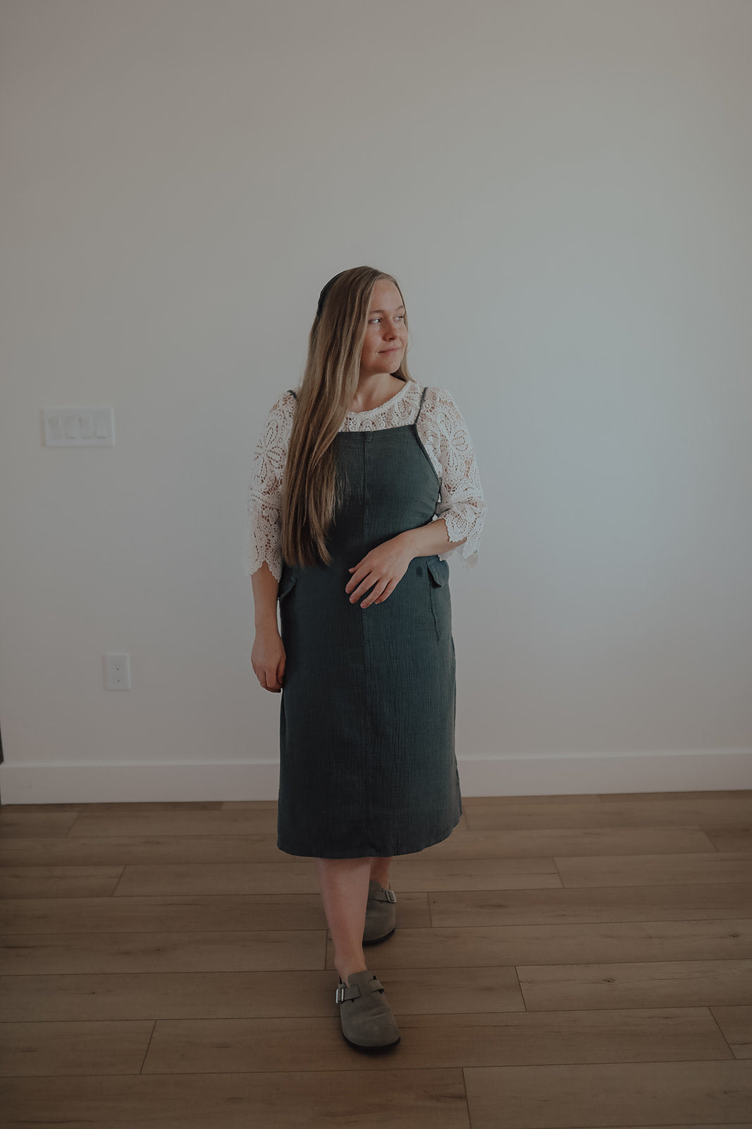 WASHED JUMPER DRESS ( DARK OLIVE)