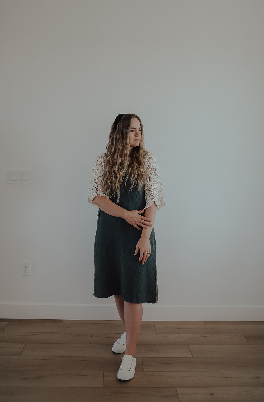 WASHED JUMPER DRESS ( DARK OLIVE)