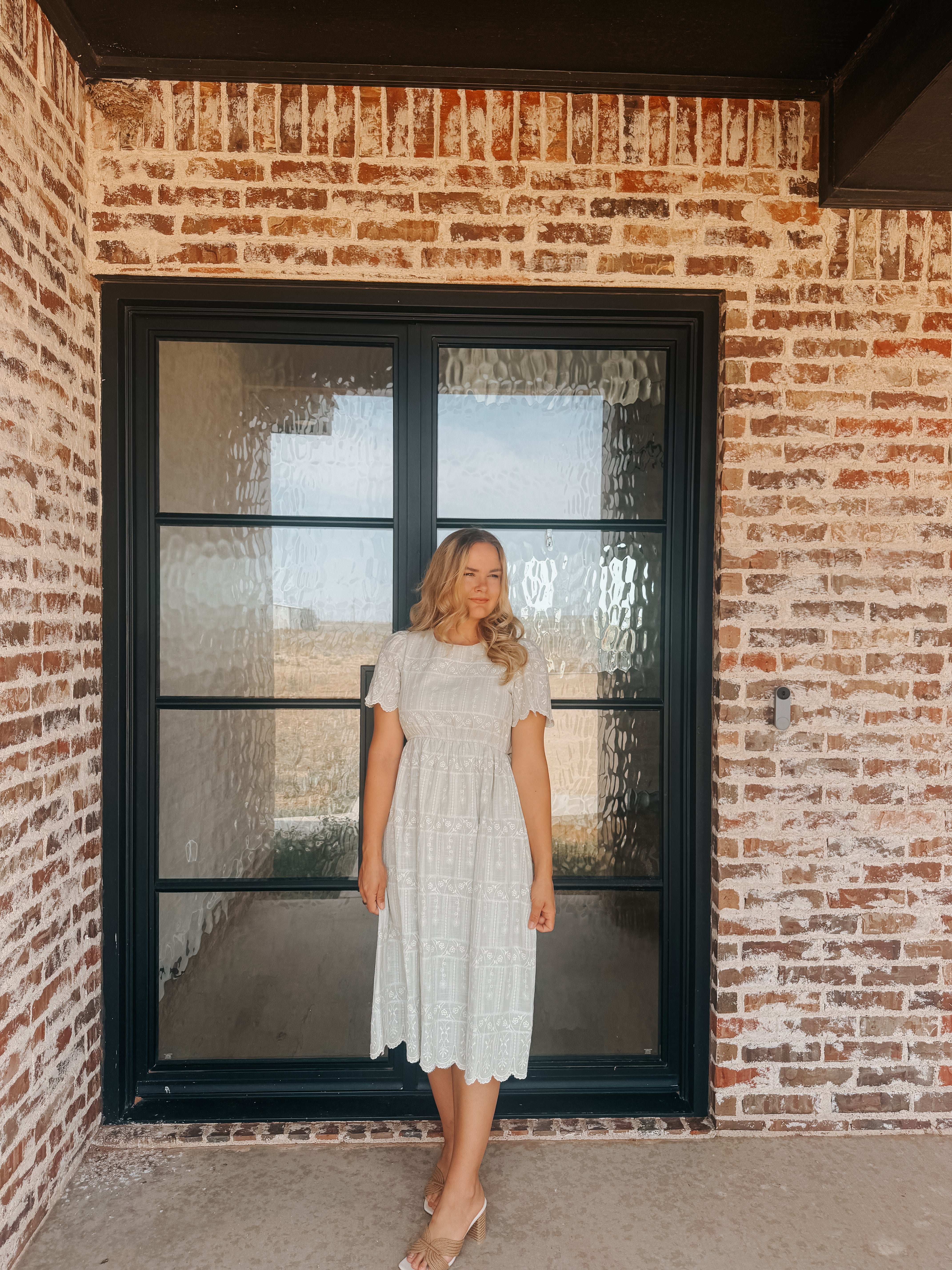 EMBROIDERED SAGE MIDI DRESS