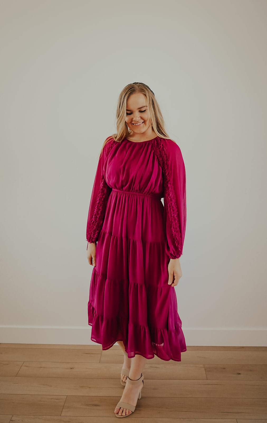 Magenta Midi Dress