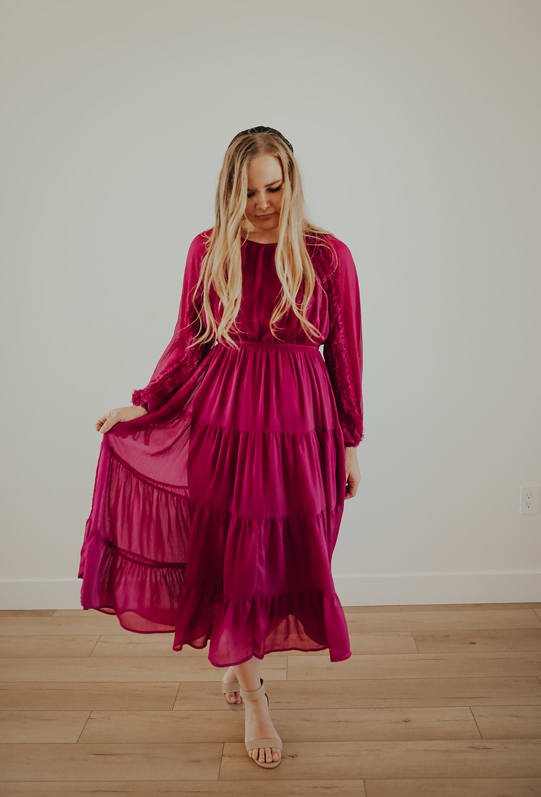 Magenta Midi Dress