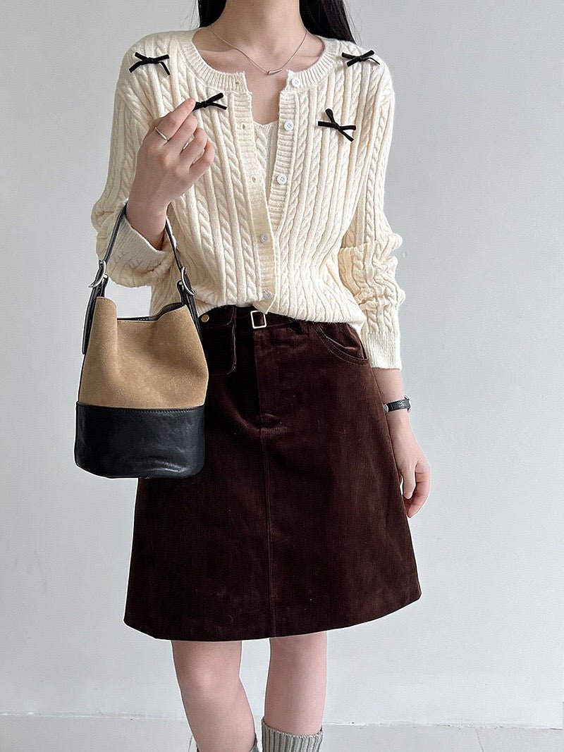 Bow Knit Two - Piece Cardigan - 服饰与配饰 - Duviboutique
