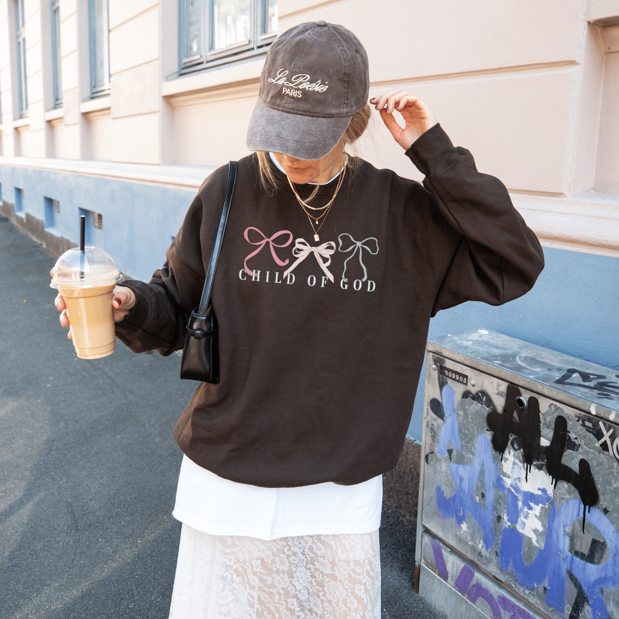 Child of God Bow Sweatshirt – Christian Faith Graphic Crewneck - Duviboutique