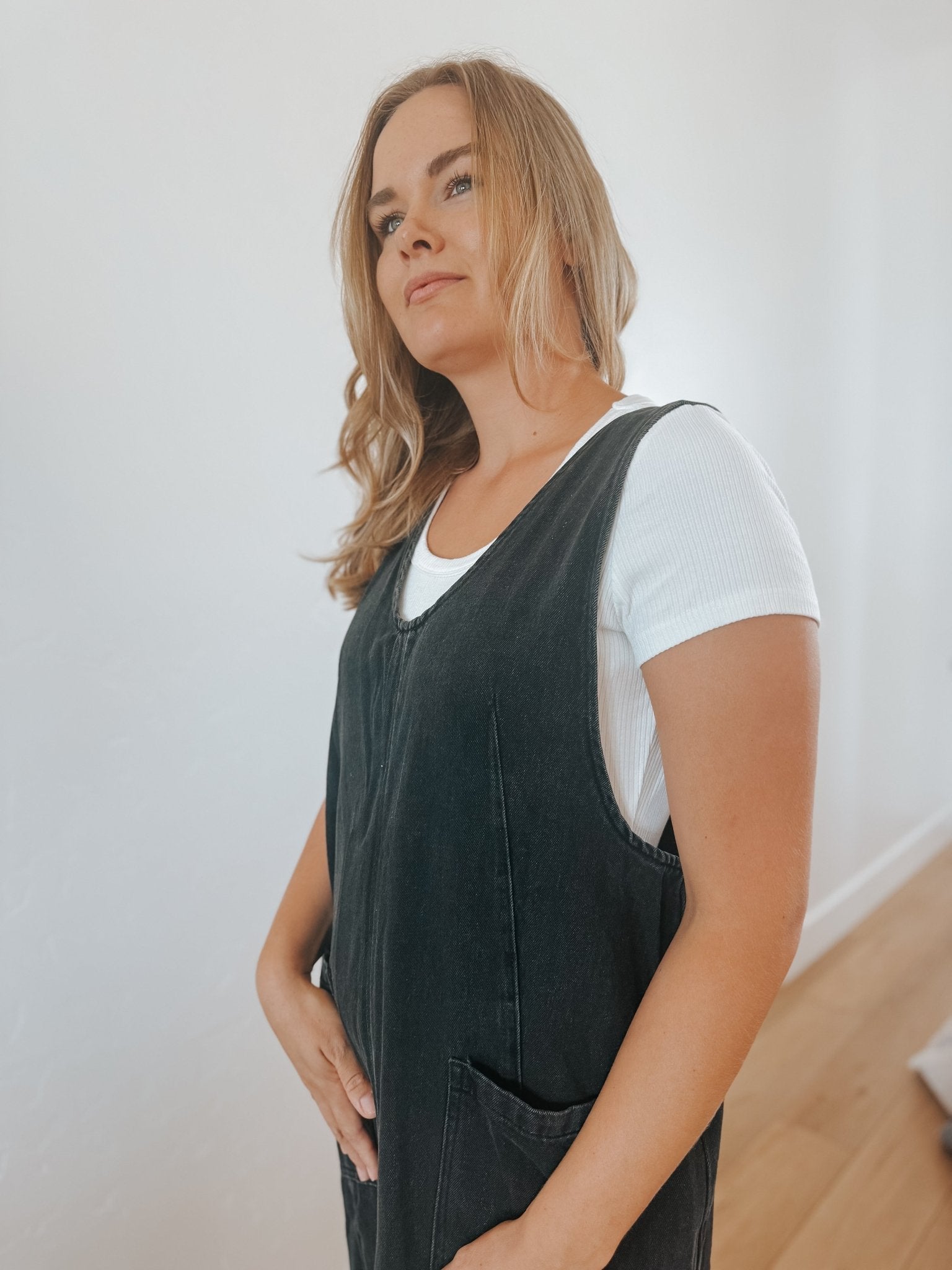 Denim Overall Dress Black - Dresses - Duviboutique