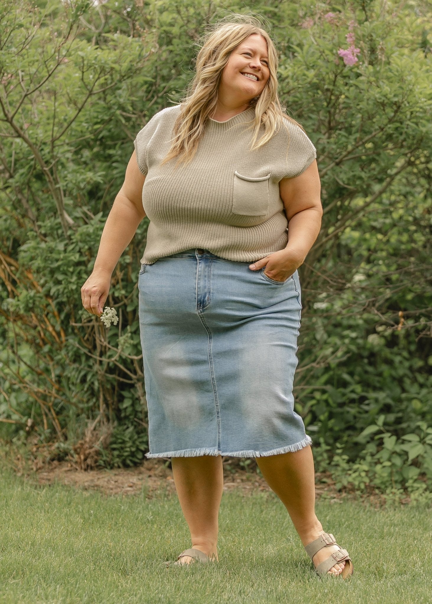 Drew Raw Hem Midi Denim Skirt - IC Skirts - Duviboutique