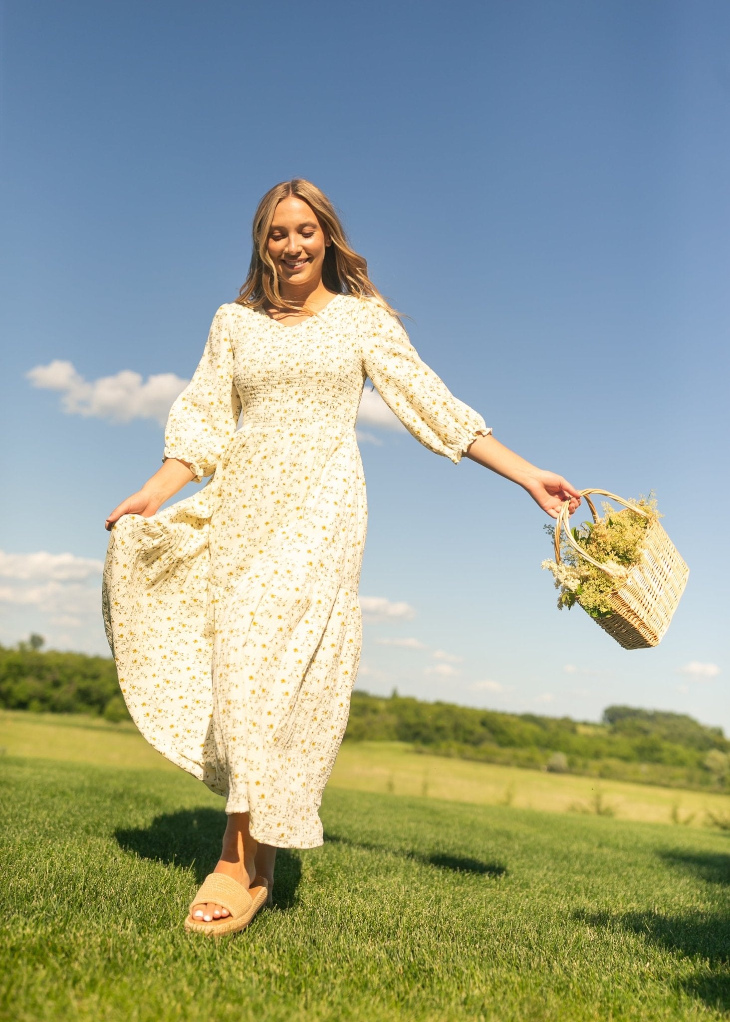 Flora Smocked Midi Dress - IC Dresses - Duviboutique