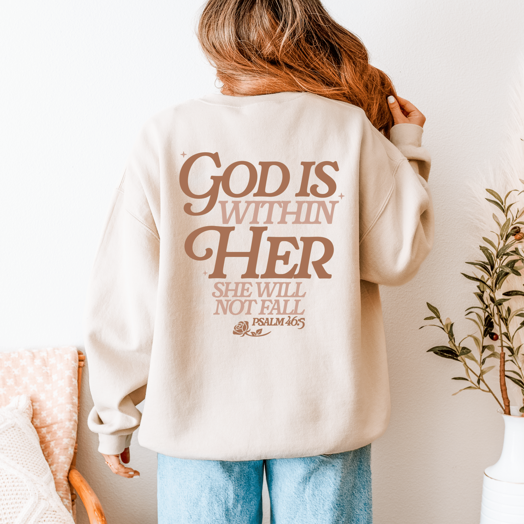God Is Within Her Crewneck | Psalm 46:5 Sweatshirt | Faith - Based Christian Apparel - Duviboutique