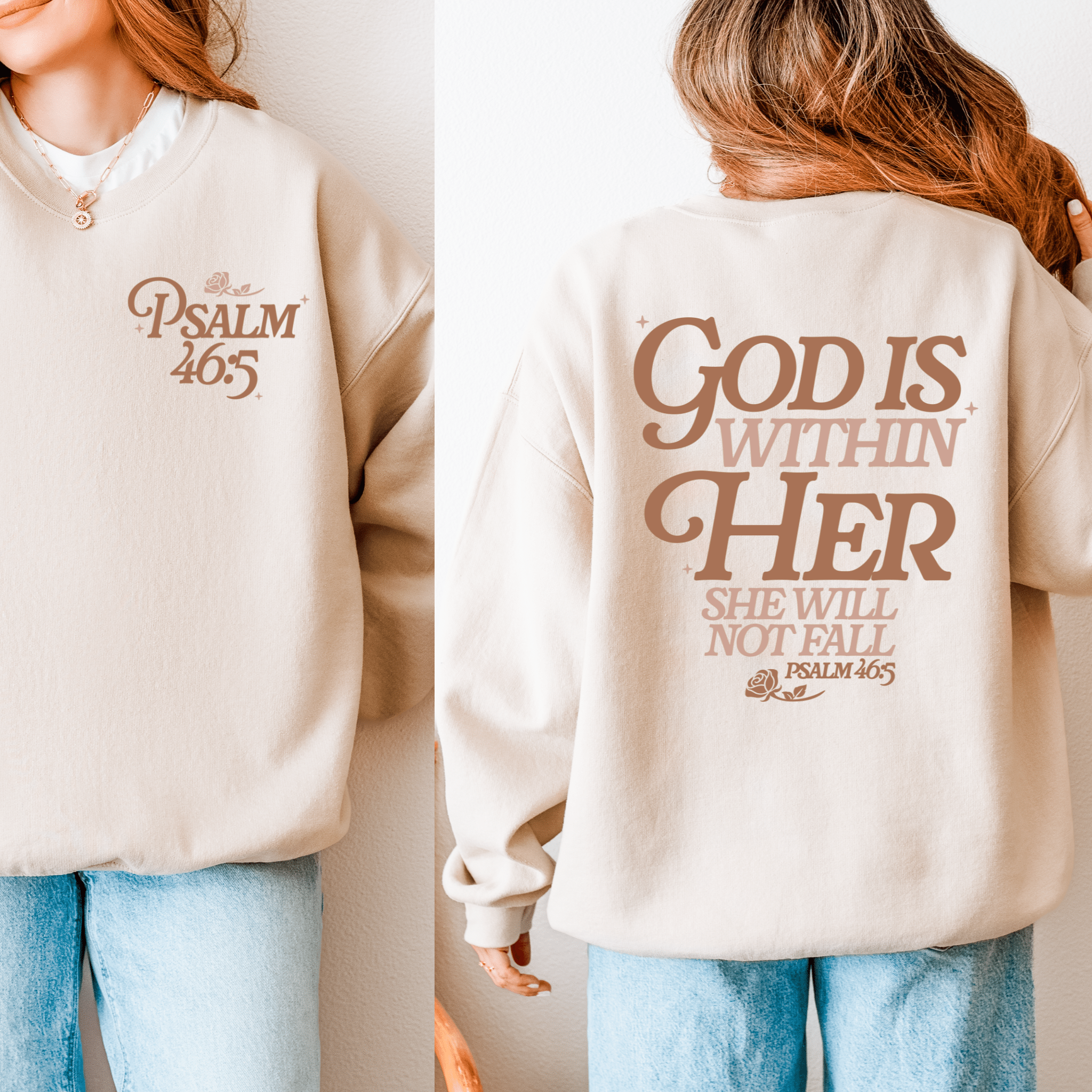 God Is Within Her Crewneck | Psalm 46:5 Sweatshirt | Faith - Based Christian Apparel - Duviboutique