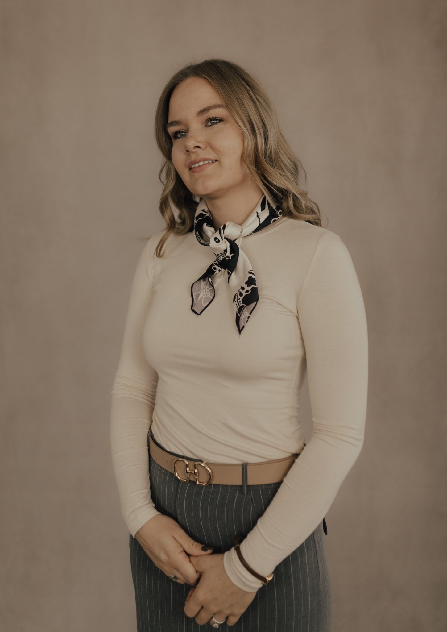 METAL D RING BUCKLE LEATHER BELT ( TAUPE ) - BELT - Duviboutique