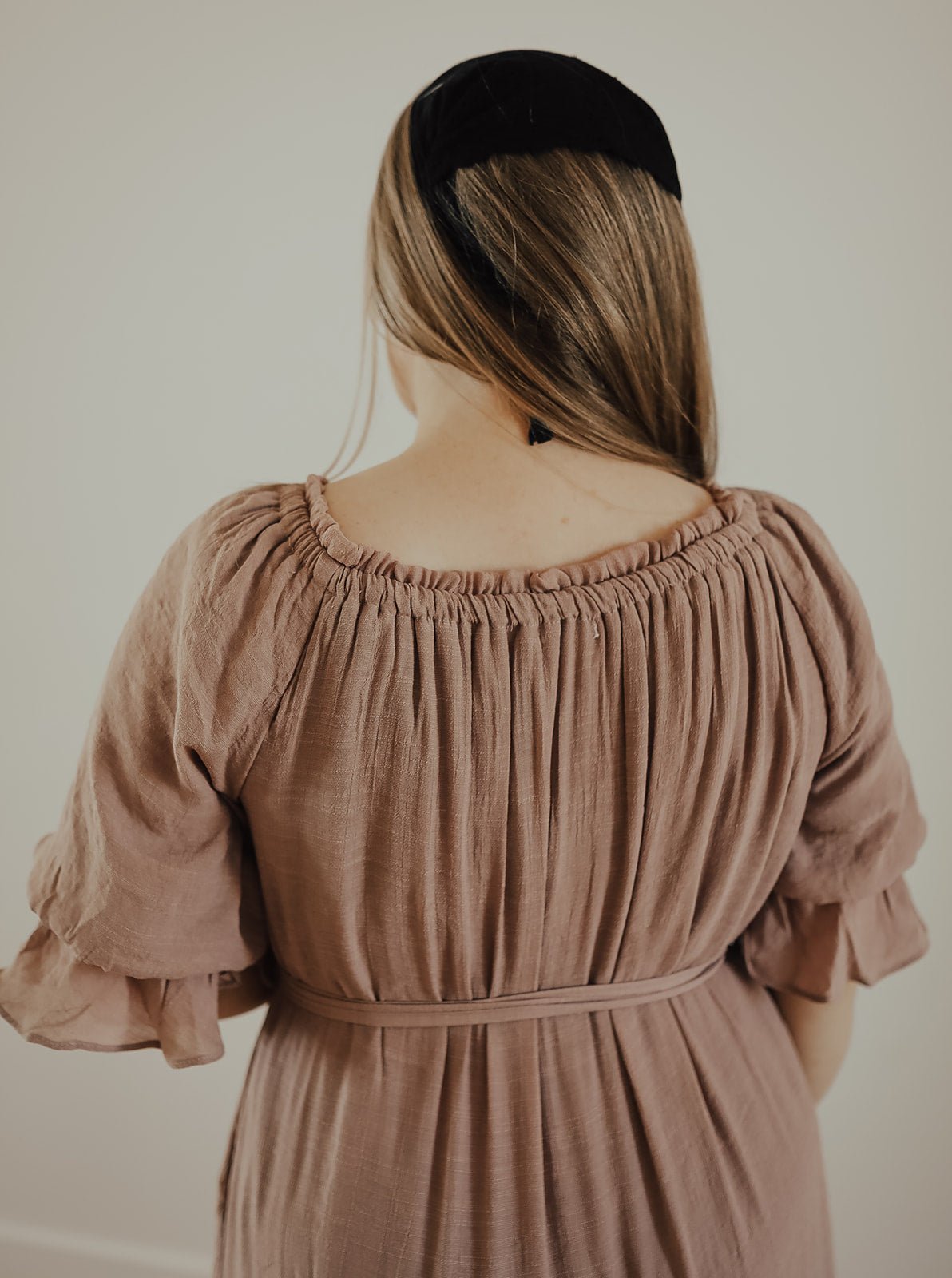 Dusty Mauve Drape Belted Midi Dress - Duviboutique