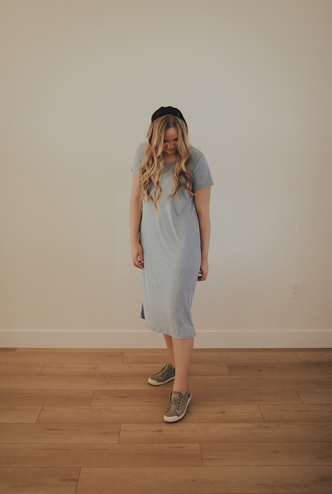 Dusty Blue T - Shirt Dress - Duviboutique